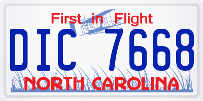 NC license plate DIC7668