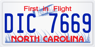 NC license plate DIC7669