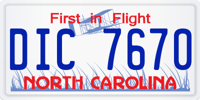 NC license plate DIC7670