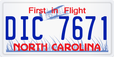 NC license plate DIC7671