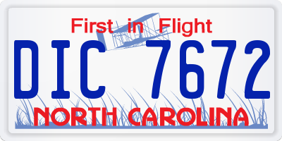 NC license plate DIC7672
