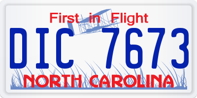 NC license plate DIC7673