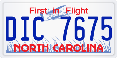 NC license plate DIC7675