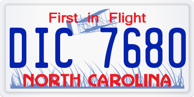 NC license plate DIC7680