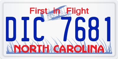 NC license plate DIC7681