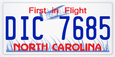 NC license plate DIC7685