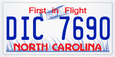 NC license plate DIC7690
