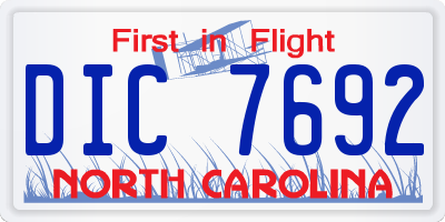 NC license plate DIC7692
