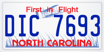 NC license plate DIC7693