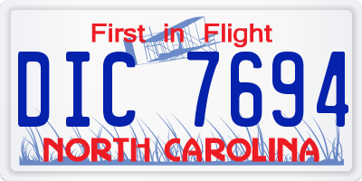 NC license plate DIC7694