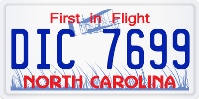NC license plate DIC7699