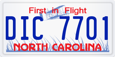 NC license plate DIC7701