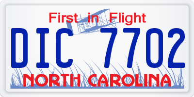 NC license plate DIC7702