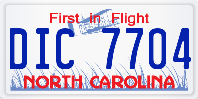 NC license plate DIC7704