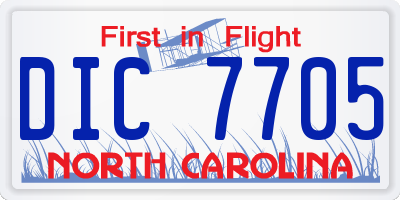 NC license plate DIC7705