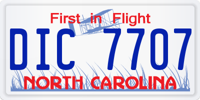 NC license plate DIC7707