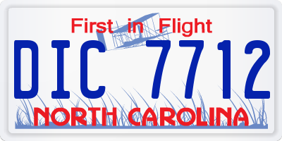 NC license plate DIC7712