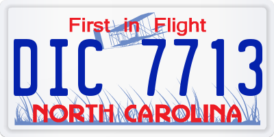 NC license plate DIC7713