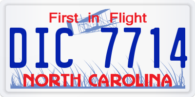 NC license plate DIC7714