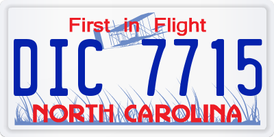 NC license plate DIC7715