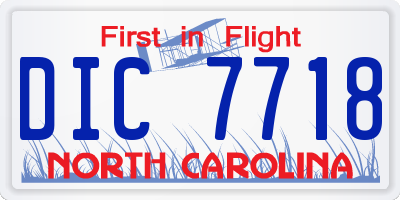 NC license plate DIC7718