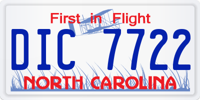 NC license plate DIC7722