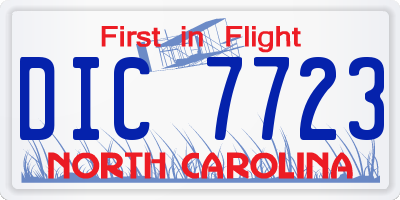NC license plate DIC7723