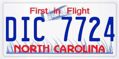 NC license plate DIC7724