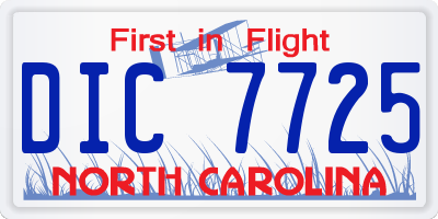 NC license plate DIC7725