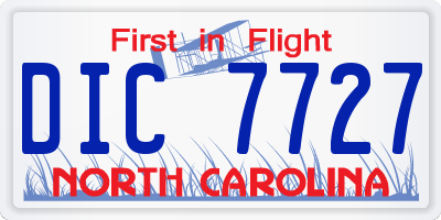 NC license plate DIC7727