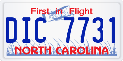 NC license plate DIC7731