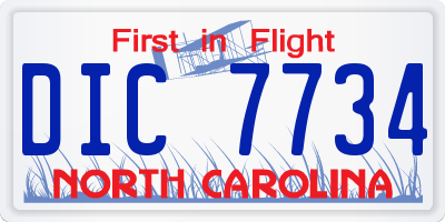 NC license plate DIC7734