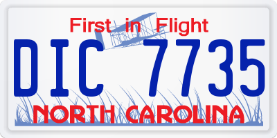 NC license plate DIC7735