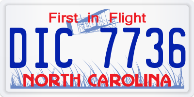 NC license plate DIC7736