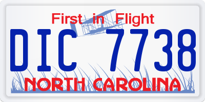 NC license plate DIC7738