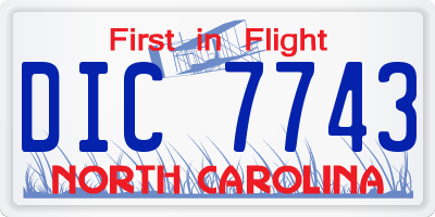 NC license plate DIC7743
