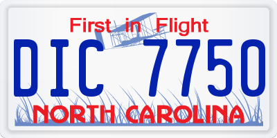 NC license plate DIC7750