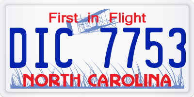 NC license plate DIC7753