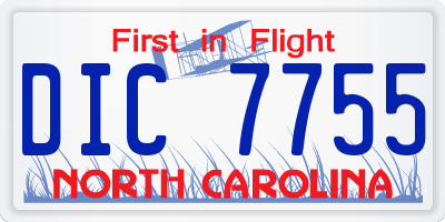 NC license plate DIC7755