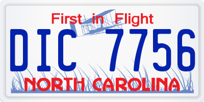NC license plate DIC7756