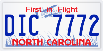 NC license plate DIC7772