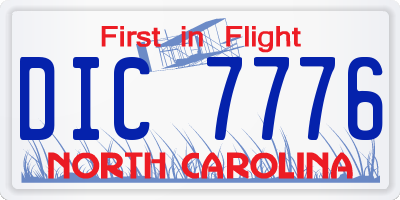 NC license plate DIC7776