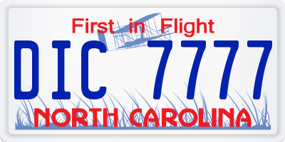 NC license plate DIC7777