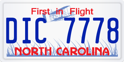 NC license plate DIC7778