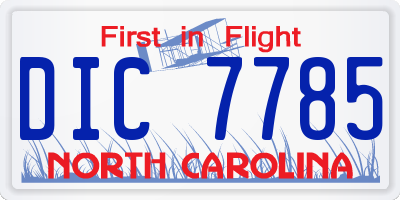 NC license plate DIC7785