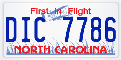 NC license plate DIC7786