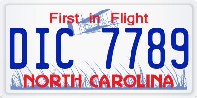 NC license plate DIC7789