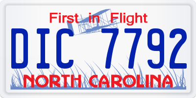 NC license plate DIC7792