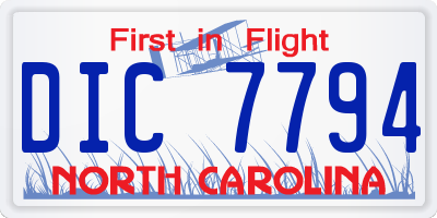 NC license plate DIC7794
