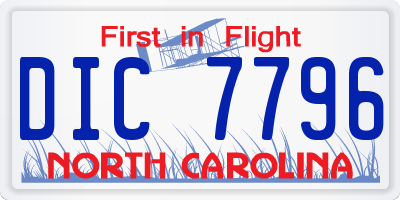 NC license plate DIC7796